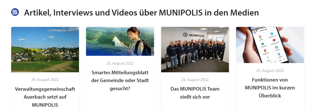 MUNIPOLIS Blog, wir berichten über neue Partnerverwaltungen, aktuelle Funktionen und Themen aus der Welt der Smart-Cities